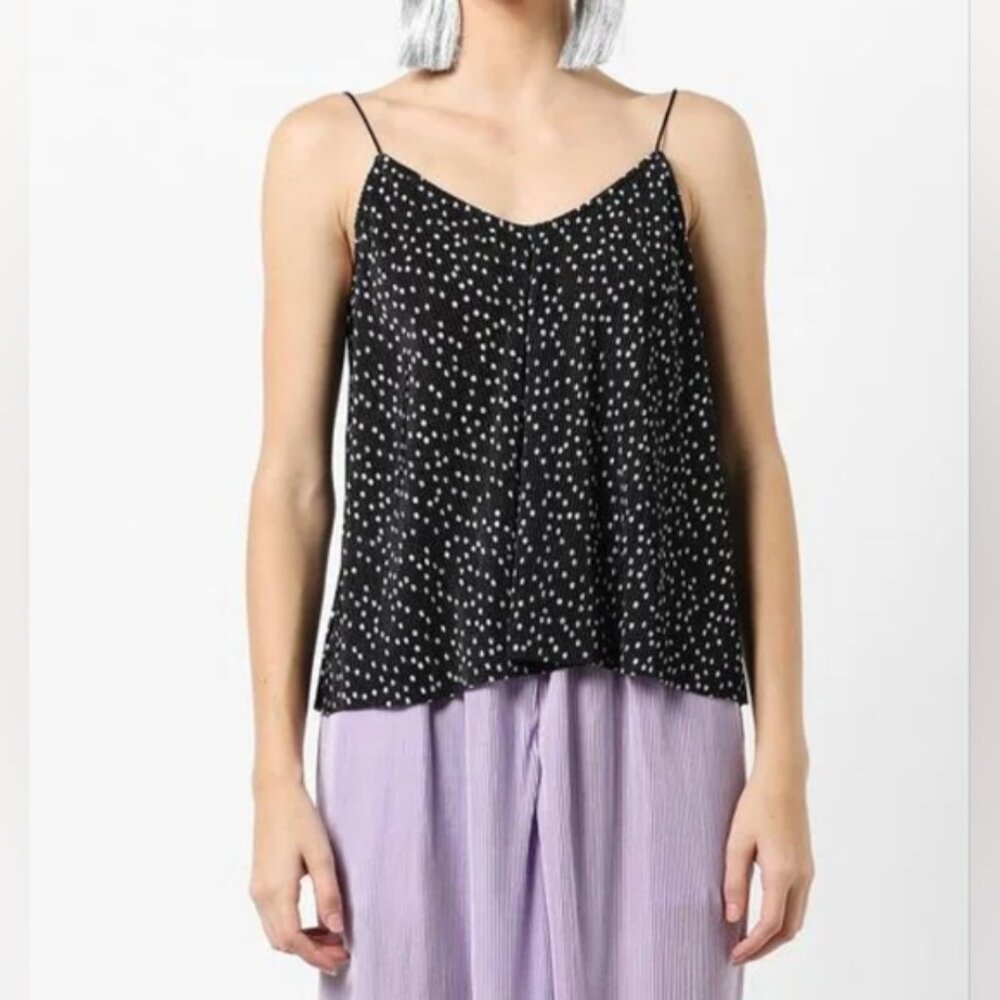 NEW Tally Reijl Relaxed Camisole Top Polka Dot Tank Womens Size Small Black